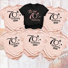 70th Birthday Shirt, 1954 Birthday Group T-Shirt, 70th Birthday Shirt Women, Birthday Party Tee, Happy 70th Age Outfits, Custom Birthday Tee. Welcome to My Store! "70th Birthday Shirt," this is the perfect way to celebrate a milestone year in style! Whether you're honoring someone born in 1954 or simply looking for the ultimate birthday party tee, this shirt is designed to make the occasion unforgettable. Our 70th Birthday Shirt is crafted with love and attention to detail, ensuring a comfortable fit for all-day wear. It's an ideal choice for women who want to shine on their special day, and it makes for a fantastic group outfit to create lasting memories. Personalize your celebration with a custom birthday tee that stands out at any event. Perfect for a happy 70th birthday, this outfit ca Age Outfits, 70th Birthday Shirt, 1954 Birthday, Women Birthday Party, Goat Gifts, Happy 70 Birthday, Goat Shirts, Perfect Birthday Party, 70th Birthday Parties