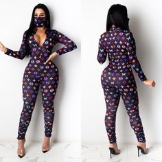 95% Polyester 5% Spandex Has Stretch Mask Included Front Zipper 29" Inseam Trendy Stretch Unitard For Spring, Trendy Spring Stretch Unitard, Casual Fitted Unitard For Night Out, Fitted Purple Bodysuit For Loungewear, Multicolor Long Sleeve Bodysuit For Night Out, Multicolor Long Sleeve Jumpsuits And Rompers For Night Out, Fitted Multicolor Jumpsuits And Rompers For Loungewear, Fitted Multicolor Jumpsuit For Loungewear, Casual Pink Bodysuit For Night Out