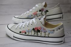 Custom Converse Chuck Taylor All Star LOW Shoes Embroidered by - Etsy Embroidery Sneakers, Converse Embroidery, Custom Vans Shoes, Color Converse, Embroidered Converse, Low Top Converse, Custom Converse, Low Shoes, Embroidery Shoes