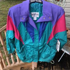 Innovations By Izzi Size M Medium Winter Puffer Ski Jacket Coat Colorblock Pink Purple Teal Green Womens Vtg 80s 90s Vintage 1980s 1990s Nwt. New With Tags. Nos. New Old Stock. Deadstock. This Is A Womens Size Medium. It Is Meant To Have An Extra Roomy Fit. Would Fit A Size Large As Well. Measurements Are Approximate: Underarm To Underarm - 25”, 50” Shoulder To Hem - 29” Soft And Warm, It Is Perfect For Outdoor Sports Or Just For Winter Wear. Bright Color Blocked Colors In Aqua Teal Green, Pink Purple Patchwork Outerwear For Streetwear, Retro Purple Windbreaker For Fall, Retro Purple Outerwear For Spring, Vintage Purple Windbreaker For Outdoor, Retro Pink Patchwork Outerwear, Pink Retro Patchwork Outerwear, Pink Patchwork Retro Outerwear, Vintage Purple Outerwear For Spring, Vintage Purple Outerwear For Outdoor