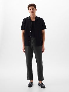 Linen-Cotton Trousers in Slim Fit Gap Relaxed Fit Cargo Pants, Gap Linen Pants For Spring, Gap Linen Spring Pants, Spring Gap Linen Pants, Casual Linen Pants By Gap, Gap Cotton Bottoms With Straight Hem, Gap Linen Bottoms With Pockets, Gap Linen Spring Bottoms, Gap Relaxed Fit Cotton Pants