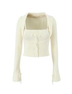 Aqua Aura // 2 Piece Top – STRANGERS & LOVERS Affordable Fitted Cute Tops, Affordable Casual Cutout Tops, Affordable Chic Knit Tops, Affordable Casual Cropped Knit Top, Luxury Cozy White Tops, Elegant Summer Cardigan For Loungewear, Elegant Spring Cardigan For Loungewear, Affordable Slim Fit Long Sleeve Dress Shirt, Spring Fitted Sweater For Loungewear