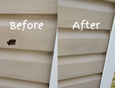 before and after pictures of siding on a house that needs to be painted with white paint