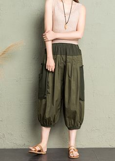 Natural Army Green Pockets Patchwork Cotton Lantern Pants SummerFabric: CottonSize & Fit: This garment fits true to size.Length: Size M measures 31.59"from waist to hem.Waist:Fitted - elastic waist allows stretch Hip: Loosely Fitted. room for hips. Hand Wash Cold. Baggy Wide-leg Patchwork Pants, Spring Baggy Patchwork Pants, Patchwork Relaxed Fit Ankle-length Bottoms, Spring Relaxed Fit Patchwork Pants, Relaxed Fit Patchwork Pants For Spring, Baggy Patchwork Pants With Tapered Leg, Tapered Leg Patchwork Pants For Spring, Spring Tapered Leg Pants With Patchwork, Baggy Patchwork Tapered Leg Pants