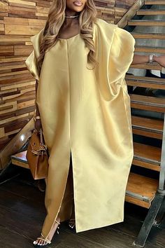 Casual Loose Puff Sleeve Maxi Dress Long Shorts, Maxi Dress With Sleeves, Round Neck, Puff Sleeve, Fashion Dresses, Solid Color, Maxi Dress, Clothes, Color