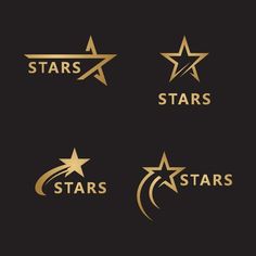 four gold stars logos on black background