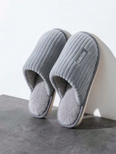 Women's Vertical Striped Plush Slippers With Non-Slip Soles, Lightweight Indoor/Outdoor Closed-Toe Fluffy Slippers For Couples Grey     Plain    Women Shoes, size features are:Bust: ,Length: ,Sleeve Length: Grey Plain, Fluffy Slippers, Plush Slippers, Vertical Stripes, Interior Exterior, All Fashion, Indoor Outdoor, Length Sleeve, Latest Trends