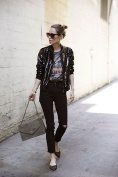 Los mejores looks para darles una vida diurna. Sequin Jacket Outfit, Fashion Me Now, Sequin Jacket, Anine Bing, Street Chic, Fashion Sense