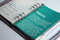 an open notebook with the words create on it