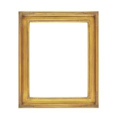 an empty gold frame on a white background