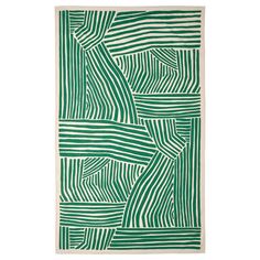 a green and white painting with lines on it