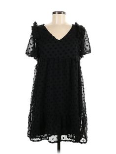 Assorted Brands Casual Dress Size: Large Black Dresses - used. 100% POLYESTER, Cold Shoulder, Polka Dots, Short, Short Sleeve | Casual Dress: Black Polka Dots Dresses - Used - Size Large Black Swiss Dot Dresses For Summer, Black Swiss Dot Dress For Summer, Black Swiss Dot Party Dress, Black Short Sleeve Punk Dress, Black Cotton Punk Dress, Luxury Sleeveless Polka Dot Dress, Casual Zara Polka-dotted Mini Dress, Black Polka Dot Dress, Black Dresses Casual