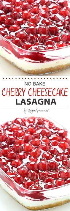 no bake cherry cheesecake lasagna is an easy dessert recipe