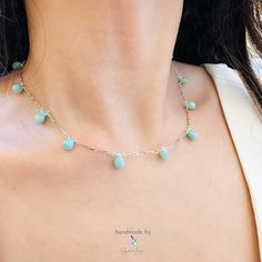 teardrop amazonite choker necklace Turquoise Sterling Silver Charm Necklace, Turquoise Choker Necklace As A Gift, Dainty Sterling Silver Turquoise Necklace, Sterling Silver Briolette Drop Necklace, Choker Handmade, Teardrop Beads, Fine Jewelry Collection, Natural Earth, Turquoise Color