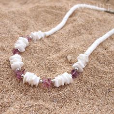 Puka Gem Purple Hawaiian Necklace Hawaiian Necklace, Beachy Jewelry, Island Jewelry, Hawaiian Jewelry, Sparkly Jewelry, Purple Jewelry, Colored Stone, Gem Necklace, Hawaiian Dress