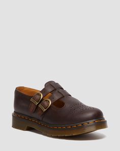 Shop 8065 Crazy Horse Leather Mary Jane Shoes at Dr. Martens. Free delivery on orders over $50 Leather Mary Jane Shoes, Dark Brown Shoes, Zapatos Mary Jane, Black Platform Shoes, Loafer Shoes Women, Buckle Shoes, Jane Shoes, Leather Mary Janes, Crazy Horse