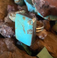 Signed Adam Fierro, Sterling, Weighs .453 grams. Size 9 Adjustable Natural Turquoise, Colorado Springs, Rings Statement, Turquoise Ring, Statement Rings, Springs, Colorado, Jewelry Rings, Etsy Accessories