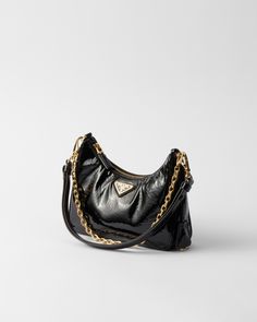 Black Prada Re-Edition naplak patent leather mini-bag | PRADA