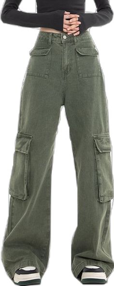 Aesthetic Baggy Jeans, Green Cargo Jeans, Aesthetic Trousers, Aesthetic Jeans, Jeans Online Store, E Girl Aesthetic, Y2k Pants, Green Cargo, Jeans Online