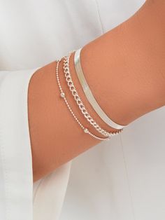 Layered Silver Bracelets, Gold Layered Bracelets, Bead Decor, Gold Bracelet Set, Jewelry Bracelets Silver