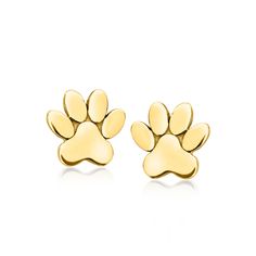 Ross-Simons - 14kt Yellow Gold Petite Animal Paw Stud Earrings. Show some love to our four-legged friends with these adorable animal paw studs, handcrafted in polished 14kt yellow gold. Nicely priced and a great gift idea for the animal lover in your life. You'll also adore their petite size - perfect for a stylish minimalist look! Post/clutch, 14kt yellow gold petite animal paw stud earrings. Essential Jewelry, Jewelry Presentation, Jewelry Styles, Side Stone Engagement Ring, Animal Earrings, Jewelry Essentials, Fine Jewellery Earrings, Petite Size, Jewelry Earrings Studs