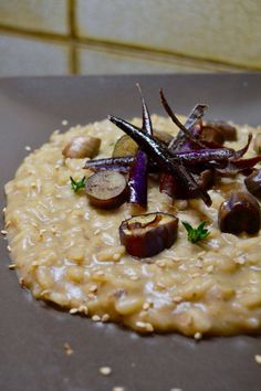 a close up of food on a pan