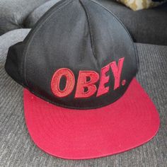 OBEY Hat Black Red Embroidered Logo Snapback Cap Adult One Size | eBay Red Fitted Cap For Streetwear, Red Snapback Hat With Logo Patch For Streetwear, Red Snapback Hat With Logo Patch, Red Snapback Baseball Cap For Streetwear, Red Cap For Streetwear, Red Snapback Cap With Logo Patch, Red Adjustable Dad Hat For Streetwear, Adjustable Red Dad Hat For Streetwear, Red Dad Hat With Letter Print