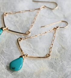 Turquoise Earrings Chevron Earrings Hammered Gold Boho Jewels, Chevron Earrings, Bar Jewelry, Mixed Metal Jewelry, Earring Designs, Wire Necklace, Hammered Gold, Work Jewelry, Jewelry Show