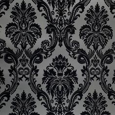 black and white wallpaper with an ornate design