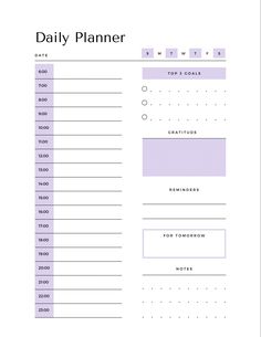 the daily planner is shown in purple