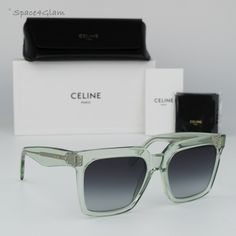 Brand New Celine Cl4055in 93b Shiny Transparent Green Gradient Smoke Square Oversized Women Sunglasses Cl 4055in Same/Next Day Free Shipping! No Offers Accepted. Final Price! Don't Miss Out, Shop Now! 100% Authentic & Brand New! Brand: Celine Model Number: Cl4055in / Cl 4055in Color Code: 93b Gender: Women Frame Shape: Square Oversized Frame Color: Shiny Transparent Green Frame Material: Acetate Frame Type: Full Rim Lens Color: Gradient Grey Lens Material: Organic Plastic Size: 55x18x145 Made In Clear Sunglasses For Summer Evenings, Clear Sunglasses For Summer Evening, Modern Clear Sunglasses For Evening, Designer Clear Sunglasses For Party, Designer Clear Sunglasses For Evening, Designer Clear Glass Sunglasses, Luxury Clear Rectangular Sunglasses, Designer Sunglasses With Square Frame And Gradient Lenses, Celine Brand