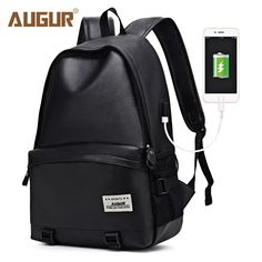 AUGUR PU Leather USB Charger Outdoor Travel Backpack Men Women Bag - Black - 5B51662112 - Bags, Men's Bags, Men's Backpacks  #MensBackpacks #Bags # #Men's #Bags # #Men's #Backpacks Men's Backpacks, Camouflage Backpack, Mens Backpack Travel, Backpack Reviews, Luggage Bags Travel, Laptop Bag For Women, Backpack Travel Bag, Diaper Bag Backpack, Men's Bags