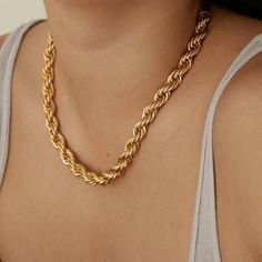 Rope Chain Necklace - Women's Necklaces - Someone & HerOwn Chunky Choker, Chunky Chain Necklaces, Stacked Necklaces, Gold Rope Chains, Rope Chain Necklace, Choker Style, Rope Necklace, Gold Chain Necklace, Chain Choker