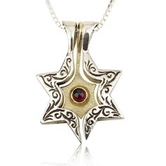 "FOR LIVE VIDEO GO TO>> https://www.youtube.com/watch?v=IWI4WqiU5d0 14K Gold & silver 925 with3 mm Chrysoberyl(cat eye) /Roby stone Star of David (Shield of David) The Star of David is an ancient symbol. Although it is well recognized for being a popular Jewish symbol, it is also known in other cultures for providing powerful protection to those who wear it or stand in its center. The star is comprised of two opposite equilateral triangle, thus creating 6 triangles. Archeological digs Elegant Star Of David Gemstone Necklace, Elegant Star Of David Birthstone Jewelry, Elegant Birthstone Necklace With Star Of David, Silver Star Of David Birthstone Jewelry, Silver Star Of David Jewelry With Birthstone, Silver Star Of David Necklace With Gemstone, Spiritual Hallmarked Star Of David Jewelry, Silver Star Of David Necklace For Formal Occasions, Formal Silver Star Of David Necklace