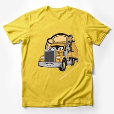 Cartoon Truck Driver T-Shirt, Kids Fun Transportation Tee, Boys Graphic Dump Truck Shirt, Yellow Truck Illustration Apparel Male T-Shirt Custom graphic T-Shirt.Customize your color Cartoon Truck, Truck Illustration, Yellow Truck, Truck Shirt, Cartoon Tops, Fox Shirt, Truck Shirts, Space Shirts, Warriors T Shirt