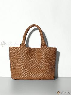 Bird in Bag - Elegant and Spacious European and American Inspired Woven Tote Bag: A Versatile Companion for Beach Trips, Grocery Shopping, and Daily Errands Purses Luxury, Knitting Fashion, Knitting Tote Bag, Knitting Tote, Female Shoulder, Minimalist Bag, Handbags And Purses, Designer Totes, Woven Tote Bag