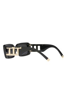 These sophisticated rectangular sunglasses are accented with sculpted logo hardware at the temples for a perfectly polished look. 62mm lens width; 17mm bridge width; 140mm temple length 100% UV protection Acetate Made in Italy Luxury Rectangular Sunglasses With Gradient Lenses, Luxury Rectangular Sunglasses With Uv Protection, Luxury Square Sunglasses With Mirrored Lenses, Luxury Rectangular Shield Sunglasses With Polarized Lenses, Luxury Polarized Rectangular Shield Sunglasses, Elegant Rectangular Shield Sunglasses With Uva Protection, Luxury Square Polarized Sunglasses, Luxury Rectangular Shield Sunglasses With Mirrored Lenses, Luxury Rectangular Shield Sunglasses With Uva Protection