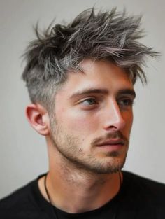 Silver Grey Hair Color Men, Men Rock Hairstyles, Messy Top Haircut Men, Men’s Undercut Haircut, Guy Hair Color, Guys Hair Color, Grey Hair Color Men, Bold Hair Color Ideas, Hair Color Ideas For Men