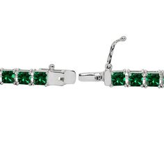 Wear this stylish tennis bracelet to enhance your daytime and evening attire. This stunning bracelet features 4mm princess-cut prong-set gemstones in a classic tennis design that is perfect for evening wear and statement pieces. This sparkly tennis bracelet is crafted of fine sterling silver and is nickel & tarnish free. It measures 7.25 inches and secures by box and tongue plus a safety latch. This gem bracelet in fine jewelry is a great addition to your tennis bracelets and gemstone jewelr Adjustable Marquise Jewelry For Formal Occasions, Elegant Adjustable Green Tennis Bracelet, Elegant Green Adjustable Tennis Bracelet, Formal Adjustable Bracelets With Gemstone Accents, Adjustable Formal Bracelets With Gemstone Accents, Adjustable Gemstone Accents Bracelets For Formal Occasions, Fine Jewelry Tennis Bracelet With Gemstone Accents, Formal Fine Jewelry Tennis Bracelet With Gemstone Accents, Elegant May Birthstone Tennis Bracelet For Formal Occasions