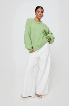 A relaxed fit with dropped shoulders and ultrasoft cotton yarns lends comfort to this ribbed sweater. Crewneck Long sleeves with ribbed cuffs 60% cotton, 40% acrylic Hand wash, dry flat Imported Green Bay Packers Players, Princess Polly, Sweater Sleeves, Ribbed Sweater, Cotton Yarn, Nordstrom, Crew Neck, Relaxed Fit, Yarn