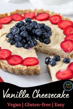 cashew based vanilla cheesecake that is vegan, gluten free and easy to make. Vegan Fall Dessert, Dairy Free Cheesecake, Raw Cheesecake, Vanilla Bean Cheesecake, Best Vegan Desserts, Chili Cheese Dogs, Spring Dessert, Fruit Crumble, Sugar Free Treats