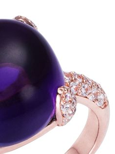 Find ANABELA CHAN 18kt Rose Gold Vermeil Sugarloaf Amethyst Ring on Editorialist. 18kt rose gold vermeil laboratory-grown synthesised violet amethyst totalling 15 carats white topaz All products are handcrafted. Normal everyday use and external agents may reduce the lustre of gemstones and gold surfaces. To maintain, use specific, non-abrasive products specially meant for cleaning jewellery. We've partnered with Good On You — an independent agency that rates how brands perform in relation to their impact on the planet, people and animals, with a multi-criteria rating simplified to a five points scale. In order to be awarded our conscious label, larger brands need to score a minimum of four out of five ('Good'), while smaller brands must score at least three out of five ('It's a start'). Th Luxury Amethyst Cabochon Ring For Formal Occasions, Luxury Formal Amethyst Cabochon Ring, Luxury Formal Cabochon Amethyst Ring, Luxury Purple Cabochon Amethyst Ring, Luxury Purple Amethyst Cabochon Ring, Luxury Amethyst Ring With Gemstone Accents As Gift, Luxury Amethyst Ring For Anniversary, Luxury Amethyst Cabochon Ring, Luxury Polished Amethyst Ring For Wedding