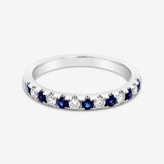 Stackable Blue Sapphire & Diamond Ring Blue Sapphire Diamond Ring, Something Blue Wedding, Blue Sapphire Diamond, Sapphire Diamond Ring, Natural Sapphire, Something Blue, Sapphire Diamond, Blue Wedding, Round Brilliant