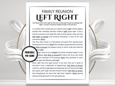 a family reunion letter is shown with the word, let right