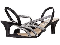 Nina Noura - Women's 1-2 inch heel Shoes : Black : Make a sparkly statement with the Nina Noura, a strappy slingback sandal featuring satin and rhinestone-encrusted straps. Open almond toe slip-on with elasticized heel strap for a secure fit. Man-made upper, lining, and insole. Composition leather sole. Imported. Measurements: Heel Height: 2 1 2 in Weight: 7 oz Product measurements were taken using size 9, width M. Please note that measurements may vary by size. Weight of footwear is based on a Fit Man, Pewter Color, 2 Inch Heels, Evening Shoes, Slingback Sandal, Heel Shoes, Shoes For Women, Strap Heels, Shoes Black