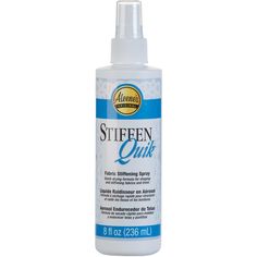 a bottle of cleaner on a white background with the words, stiffen glue in it