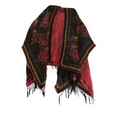 Women’s Mixit Poncho One Size New Nwot Acrylic Fringe Shawl Black Red Shawl Black, Fringe Shawl, Black Shawl, Chanel Perfume, Wool Shawl, Poncho Cape, Gift List, Red And Black, Red Color