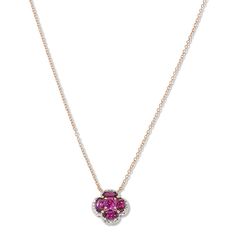 Colleen Lopez Rose Gold-Plated Garnet & Zircon Clover 18" Necklace  Elevate your accessories collection with the addition of this pretty rose-gold plated sterling silver necklace. It features pretty purple garnets highlighted with the diamond-like sparkle of white zircon for a look that's sophisticated and chic.       Necklace approx. 18"L x 1/16"W with 2" extender     Drop approx. 7/16"L x 7/16"W     Stamped .925; rose gold plating     Cable chain; lobster claw clasp     Necklace has four-leaf clover shaped drop comprised of prong-set round and oval purple garnets     Clover shape outlined in small, round white zircon stones   Stone Information       All sizes and weights approximate     Total Carat Weight: 1.56ct     Purple Garnet - Round, oval; 1.47ct     White Zircon - Round; 0.096ct Rose Gold Flower Pendant Necklace In Fine Jewelry Style, Fine Jewelry Pink Flower Pendant Necklace, Pink Flower Pendant Necklace In Fine Jewelry Style, Pink Flower Pendant Necklace Fine Jewelry, Purple Garnet, Pretty Rose, Chic Necklace, Clasp Necklace, Pretty Roses