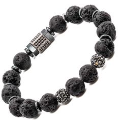 The Black Crystal Bracelet is a stunning and versatile handmade piece that can be worn with any outfit. Featuring black lava rock and crystal beads, this handmade bracelet has a natural and earthy feel while also offering the benefits of crystal energy. The silver plated Swarovski charm adds a touch of elegance and sparkle to the design, making it perfect for dressing up or down.The Black Crystal Bracelet is not only stylish, but also has spiritual benefits. The black lava rock stone beads are b Spiritual Black Beaded Bracelets With Stones, Black Lava Stone Beaded Bracelets With Natural Stones, Round Beads Bracelet With Natural Lava Stone, Spiritual Black Bracelets With Stones, Adjustable Silver Lava Stone Bracelets, Black Beaded Lava Stone Jewelry, Elegant Black Lava Stone Beaded Bracelets, Black Beads Lava Stone Jewelry, Elegant Adjustable Lava Stone Jewelry