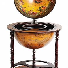 an antique globe on stand with wooden legs